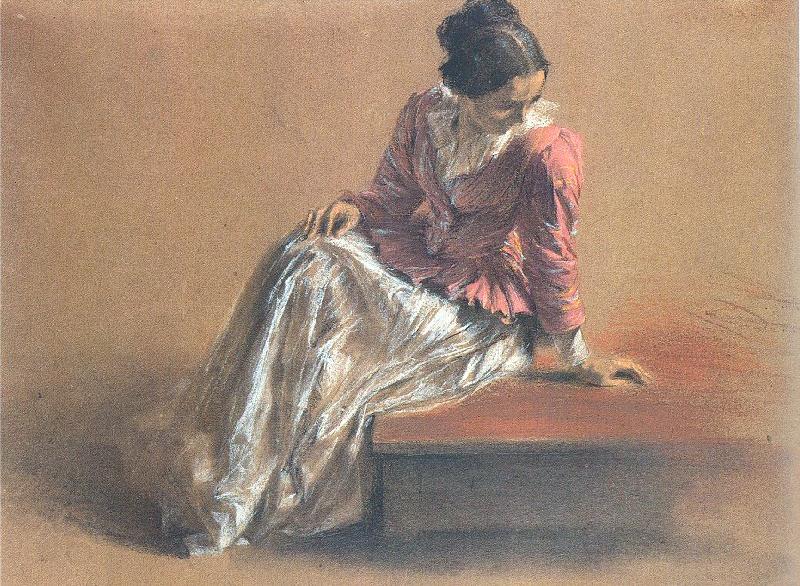 Adolph von Menzel Costume Study of a Seated Woman: The Artist's Sister Emilie China oil painting art